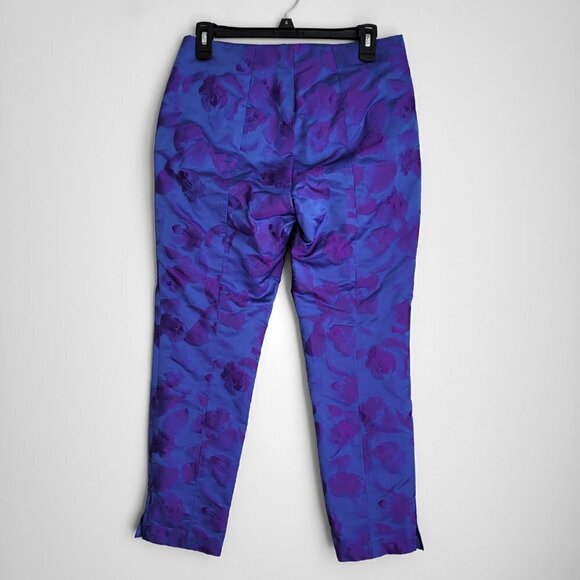 NWT Elie Tahari Melissa Ultraviolet Jacquard Straight Leg Cropped Pants - Picture 5 of 10